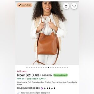 CRUSH Full-Grain Leather Bucket Bag